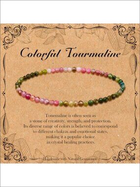 Natural Genuine Gemstone Faceted Round Bead Stretch Bracelet 3mm Adjustable